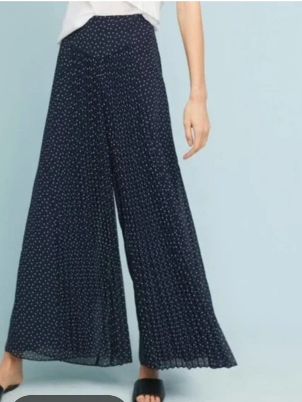 Feather Bone By Anthropologie Kingston Pleated Wide Leg Polka Dot Trousers